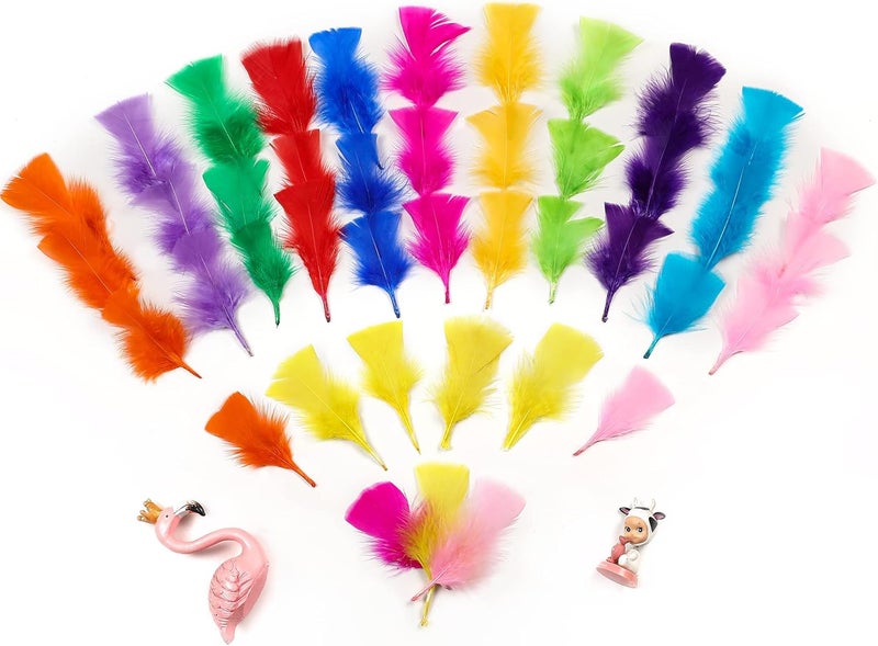 Soarer Colorful Craft Turkey Feathers - 300pcs 3-5inch Colored Feathers for Kindergarten DIY Crafts,Wedding Home Party Decorations,Dream Catcher Supplies(Turkey Colorful) - Image 5